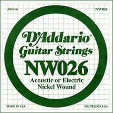 D'Addario NW026 Corda Singola Elettrica-Acustica Nickel Round